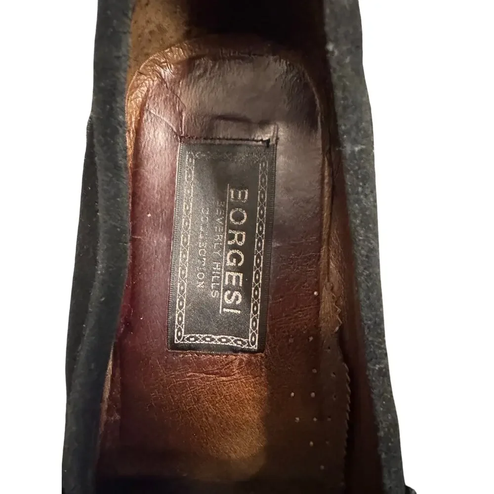 Borgesi Beverly Hills Collection Men's Hand Made Loafers Size 40 Black Suede